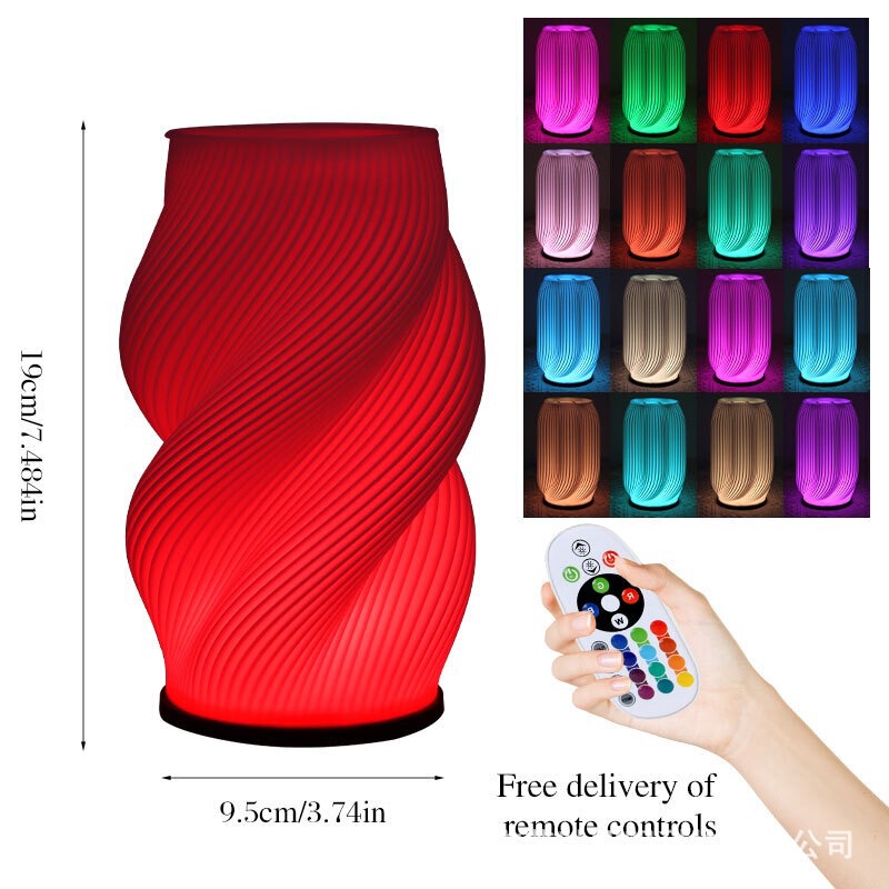 クロスボーダークリエイティブ 3D プリント花瓶テーブルランプフラワーアレンジメントランプシンプルなデザイン LED ロマンチックな装飾ランプ寝室のベッドサイドランプ|undefined
