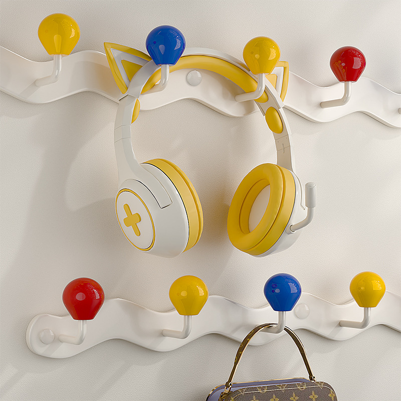 Dopamine-Colored Wall Hooks, Adhesive Hooks, No-Drill Bedroom Clothes Hangers, Door-Back Hooks, Dormitory Wall Racks