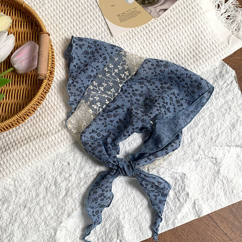 Bufanda triangular, babero, arte femenino, nuevo estilo, bufanda floral, bufanda de seda, pañuelo de alta calidad, diadema pastoral femenina de verano, cabello atado