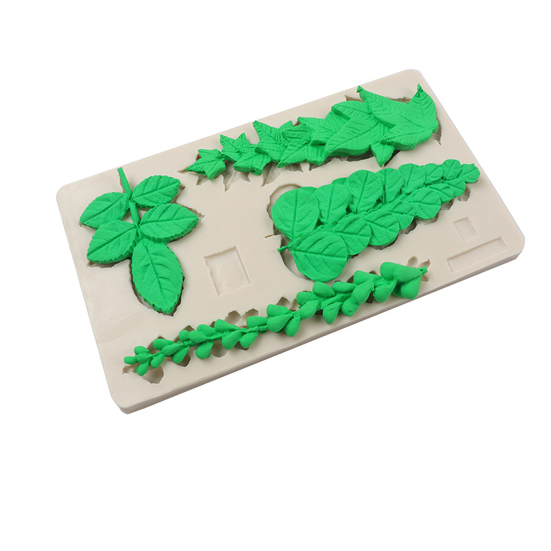 Nueva suculentas hojas decorativas fondant molde de silicona cake Edge ritmo seco chocolate utensilios para hornear