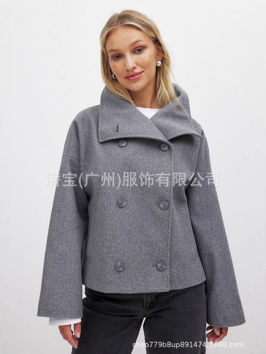 2025 Spot New Cross-Border Export European and American Clothing Autumn and Winter High-End Elegant Short Double-Sided Woolen Outwear