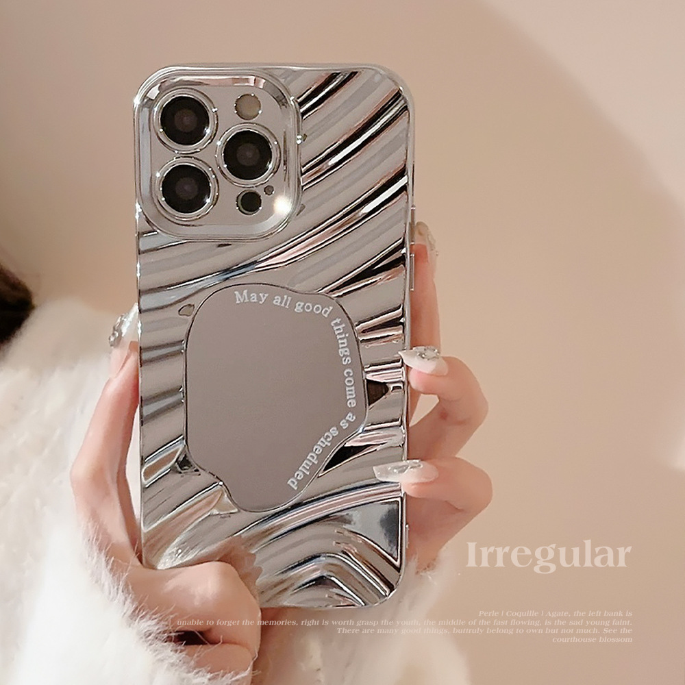 Irregular water ripple pattern suitable for iPhone 15 Apple phone case 14 promax electroplated mirror 13 premium feeling_voghion.com