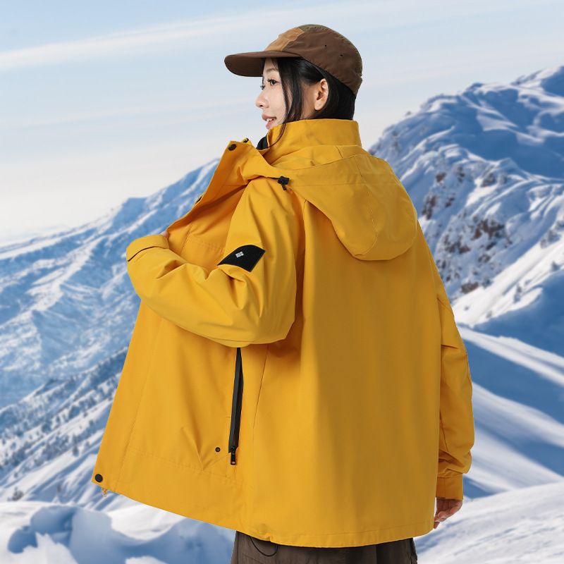 秋冬爆款情侣冲锋衣户外可脱卸防风防水潮流登山服两件套团购6518|undefined