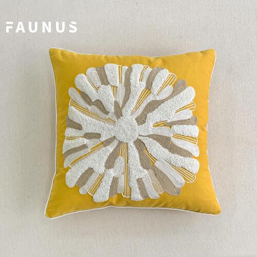 Popular European and American simple American plush embroidered pillow with scroll bar Yellow blue casual embroidered cushion