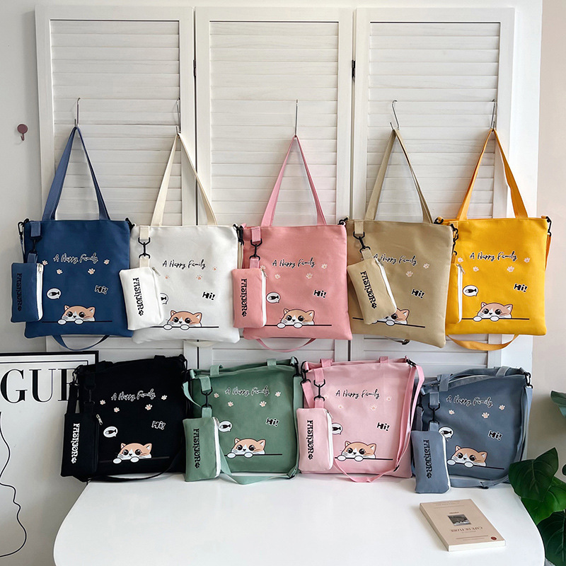 Canvas Bag Women's 2025 New Handbag Fashionable Outing Large Capacity Work Commuter Student Bag Handbag