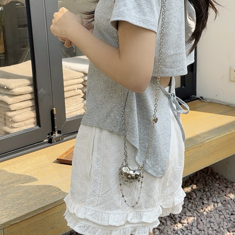 2025 New Metal Heart-Shaped Bag Design Crossbody Chain Handbag Chain Accessory Small Bag Nanfeng Bag