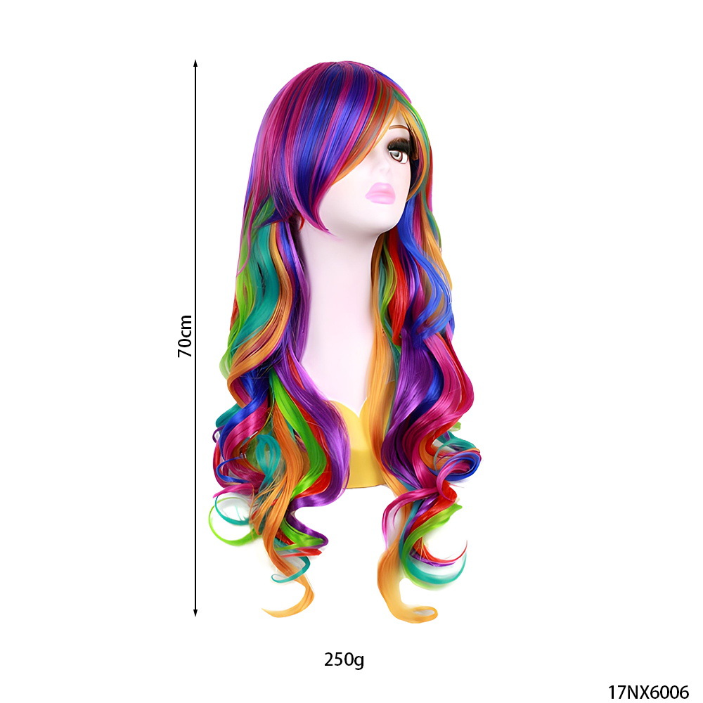 Festival del arco iris pelucas coloridas arco iris bandas de cabello tocado de fiesta disfraz de espectáculo de vestuario accesorios