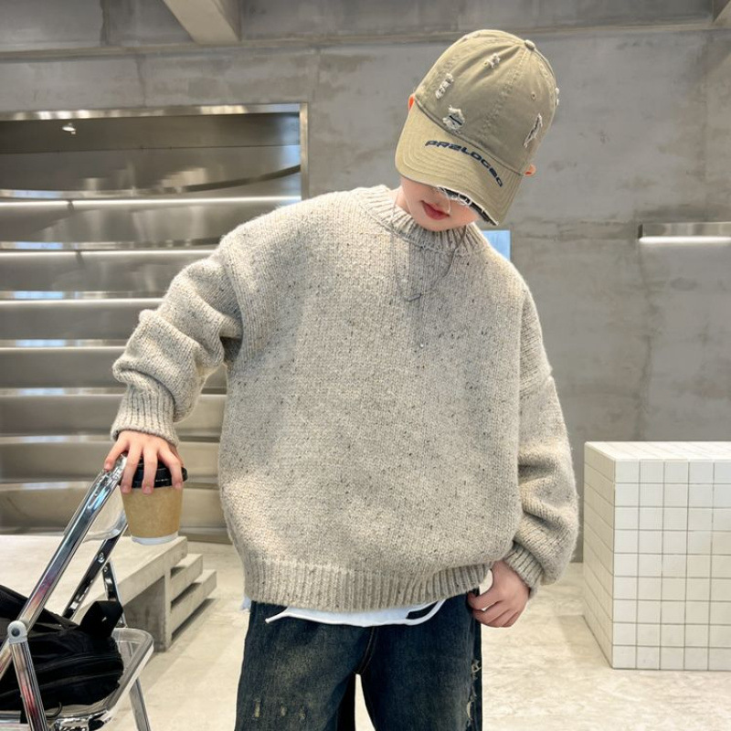 男童毛衣秋冬款2025新款大儿童装冬季加厚打底针织衫男孩冬装线衣