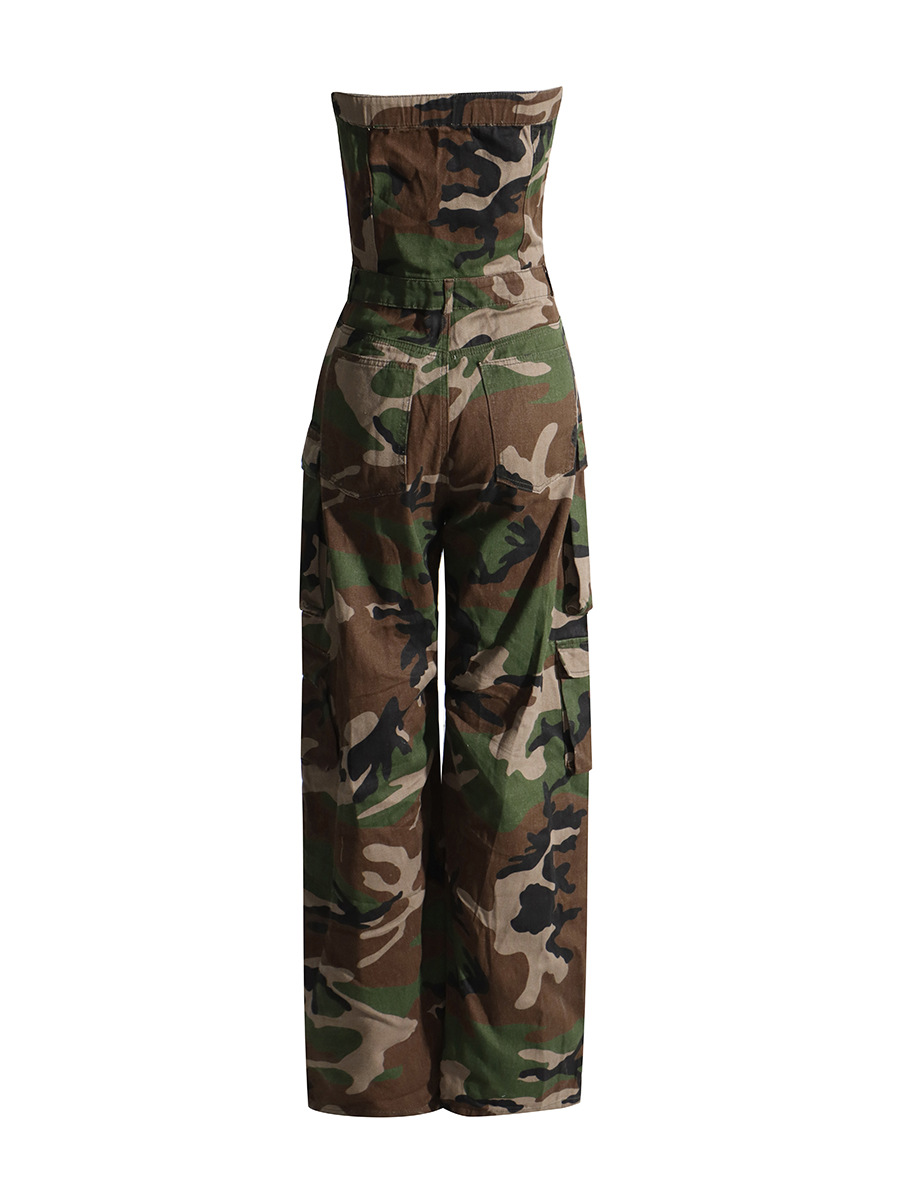 Mono de camuflaje de moda para mujer, nuevo estilo 2026, sin tirantes, ajustado, adelgazante, ropa de trabajo, pantalón largo informal