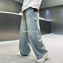 男童阔腿裤春秋款牛仔裤2025新款新中式童宽松休闲潮流春秋长裤