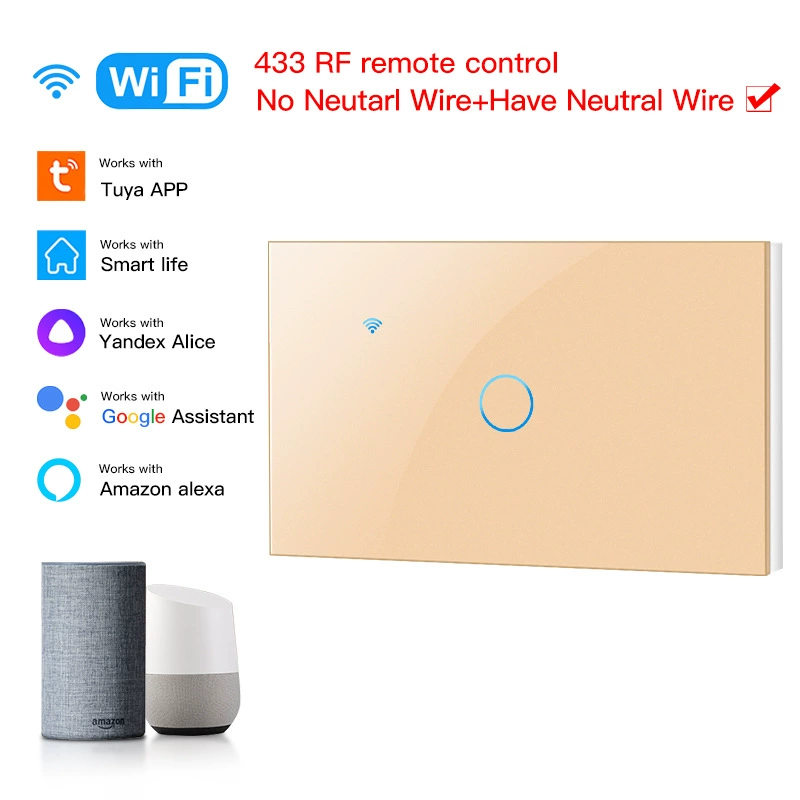 WiFi сенсорный настенный выключатель (Tuya) серия Graffiti, 120 В, голосовое управление Alexa/Google, 1–3 канала