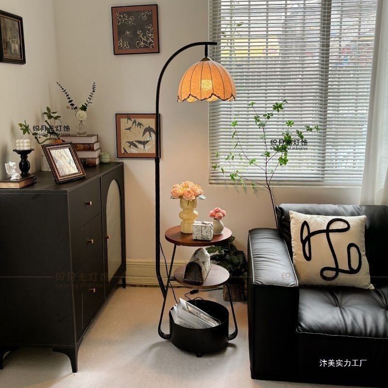 Bedroom Bedside Floor Lamp French Retro Living Room Sofa Decorative Atmosphere Lamp Antique Style Storage Table Lamp