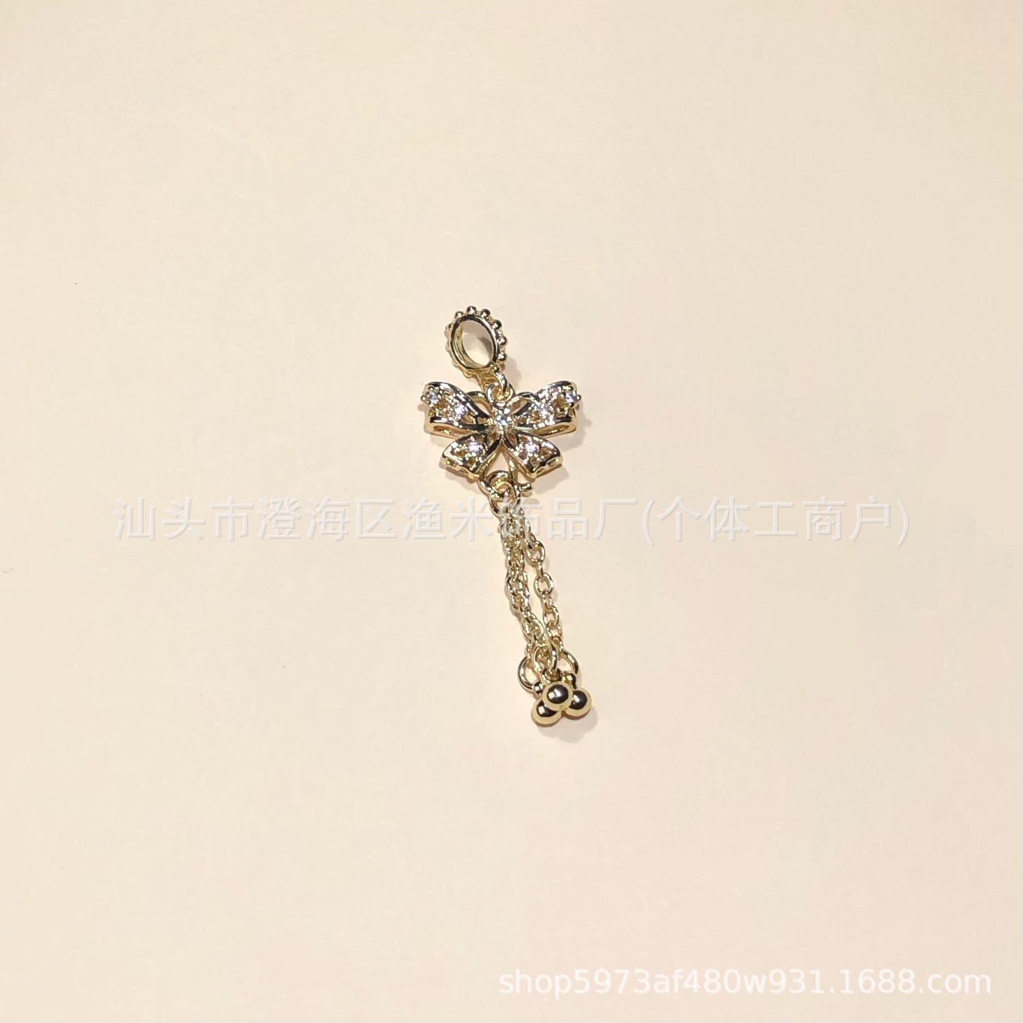 14K Gold-Filled Micro-Paved Zircon Butterfly Tassel Bead Crystal Bracelet Necklace DIY Handmade Accessories Pendant
