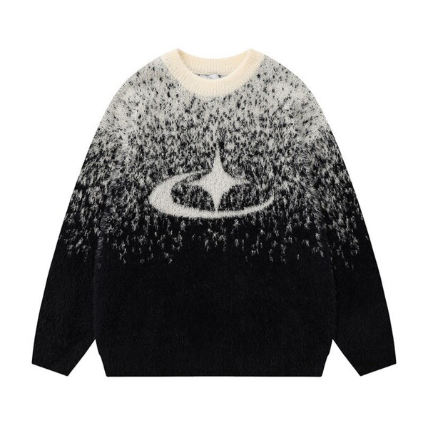 Autumn sweater with a round collar