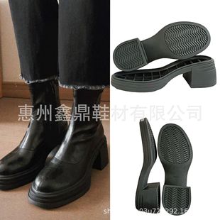 Factory Direct Sales New Women's Rubber Outsole Soft and Comfortable Non-Slip Round Toe Thick Heel Thick Sole Heightening Casual Sole