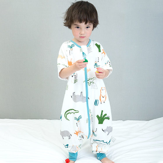 Factory direct baby four-layer gauze sleeping bag spring and autumn baby leg sleeping bag summer children kick-proof quilt Four Seasons Universal