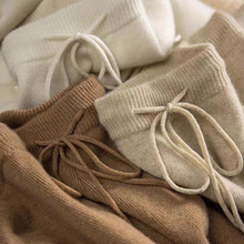 一线大品牌剪标女装外贸货出口尾单清仓高腰针织羊绒毛阔腿长裤子