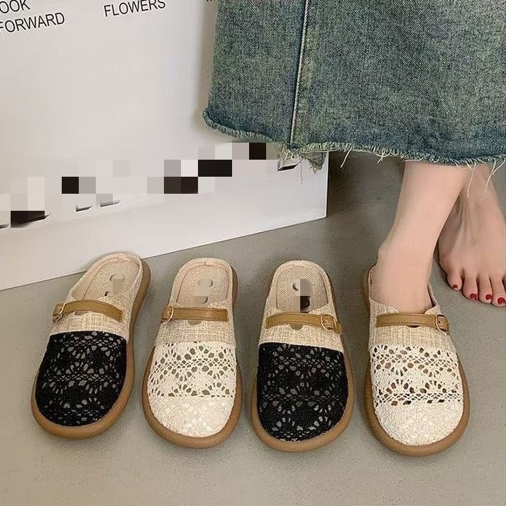 2026 verano nuevo estilo de ropa exterior con un pedazo plano pescador zapatillas frías de malla