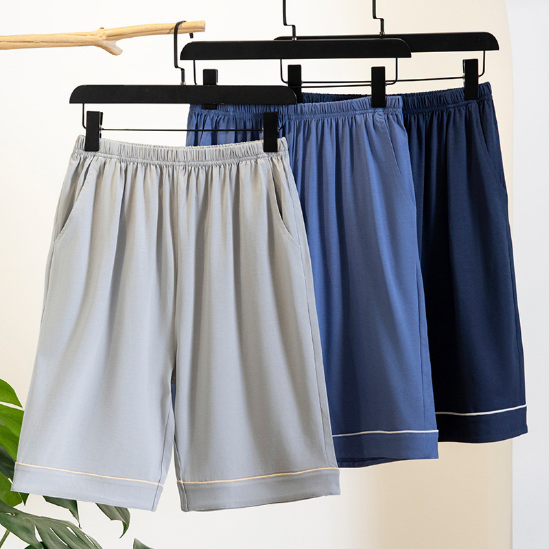 파자마 바지 코튼 무 여름 얇은 캐주얼 반바지 느슨한 플러스 사이즈 바지 멋진 피부 친화적 인 남성 반바지 홈 바지