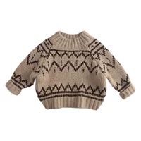 Knock Retro ~ Fair Island jacquard ~ Корейский осенне-зимний детский свитер с высоким воротом, мужской и женский свитер в западном стиле, подходящий ко всему