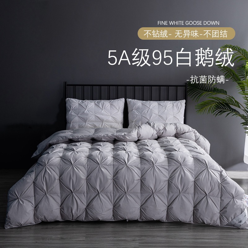 綿100%の羽毛布団、95%の白いガチョウの羽毛を使用した冬用布団、春秋用布団、厚手で暖かいダブルサイズの布団、五つ星ホテル基準