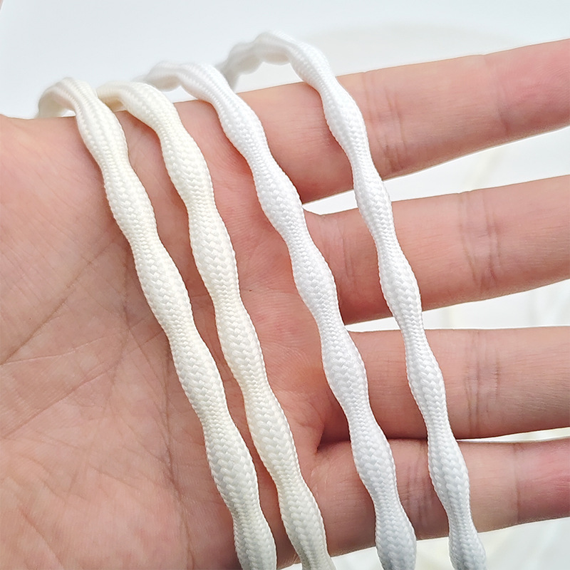 White Beige Round Bubble Gourd Shoelaces Suitable for Clogs, Casual Shoes, Moral Training Shoes, Shoelace Rope Pair