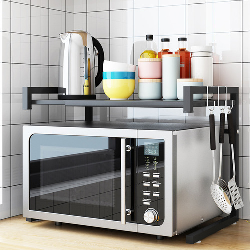 Expandable microwave oven shelf oven storage rack floor multi-layer space-saving stove top shelf kitchen rack