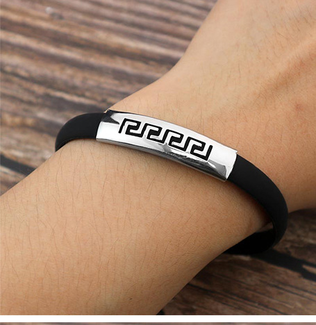 304 Stainless Steel Material Solid Color Pattern Retro Punk Solid Color 304 Stainless Steel Pu Leather Polishing Men's Bangle Men Cord & Leather Bracelets
