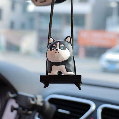 Doll Car Decorations Car – Car hanging - husky-wood-carving-style-car-pendant