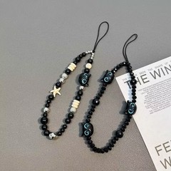 黒三匹の猫携帯電話ビーズクールブラック日本と韓国の CCD ストラップ DIY ハイエンド手作りビーズ多用途ニッチ