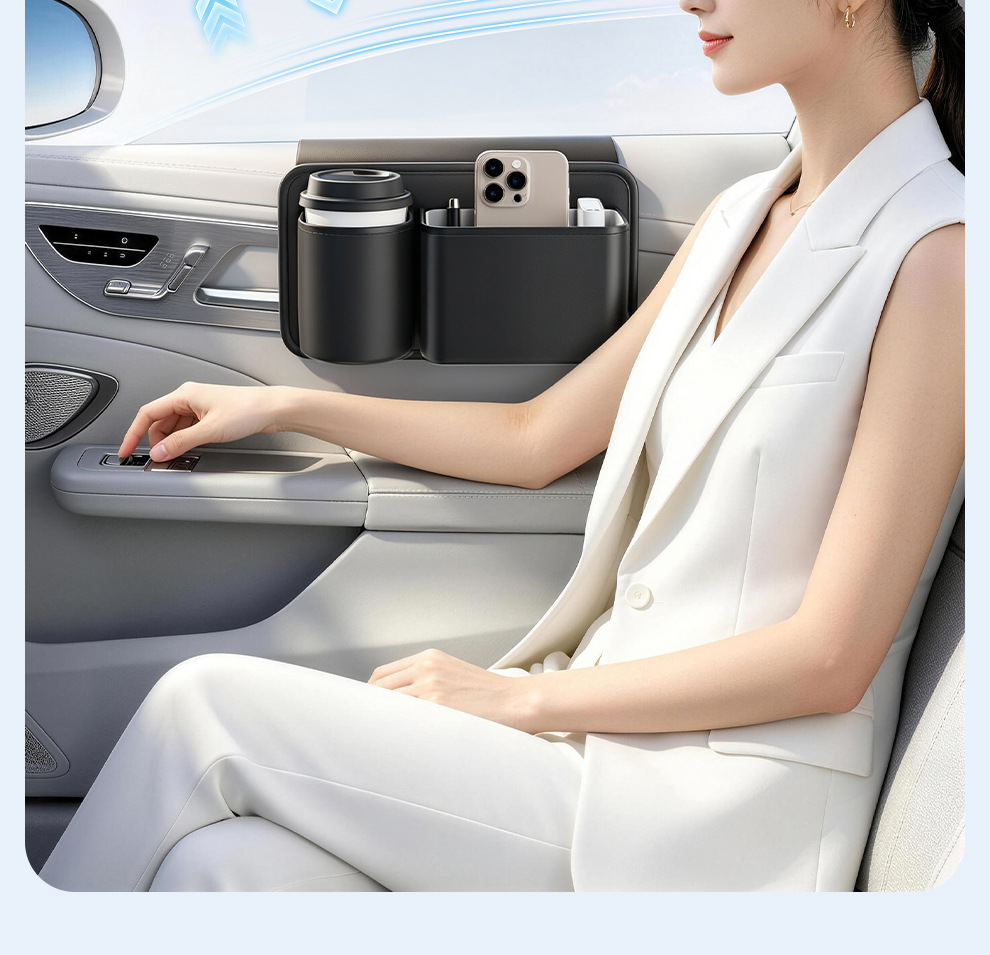 Car-mounted cup holder storage bag, multifunctional rear seat storage box, car window side rack, waterproof storage bag