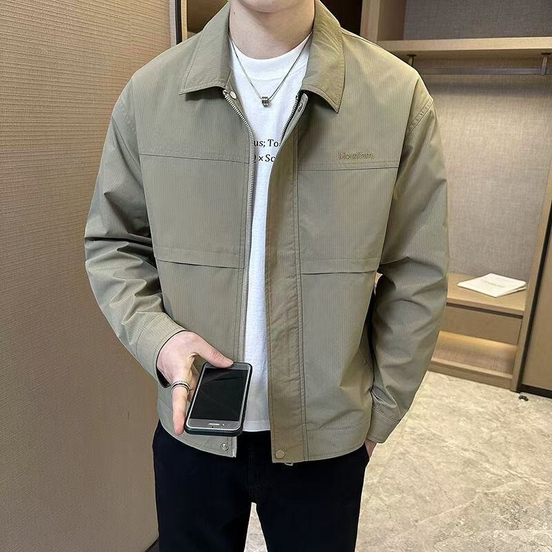 男士翻领外套春秋季2025新款潮流休闲薄款行政夹克男款春装上衣潮|undefined