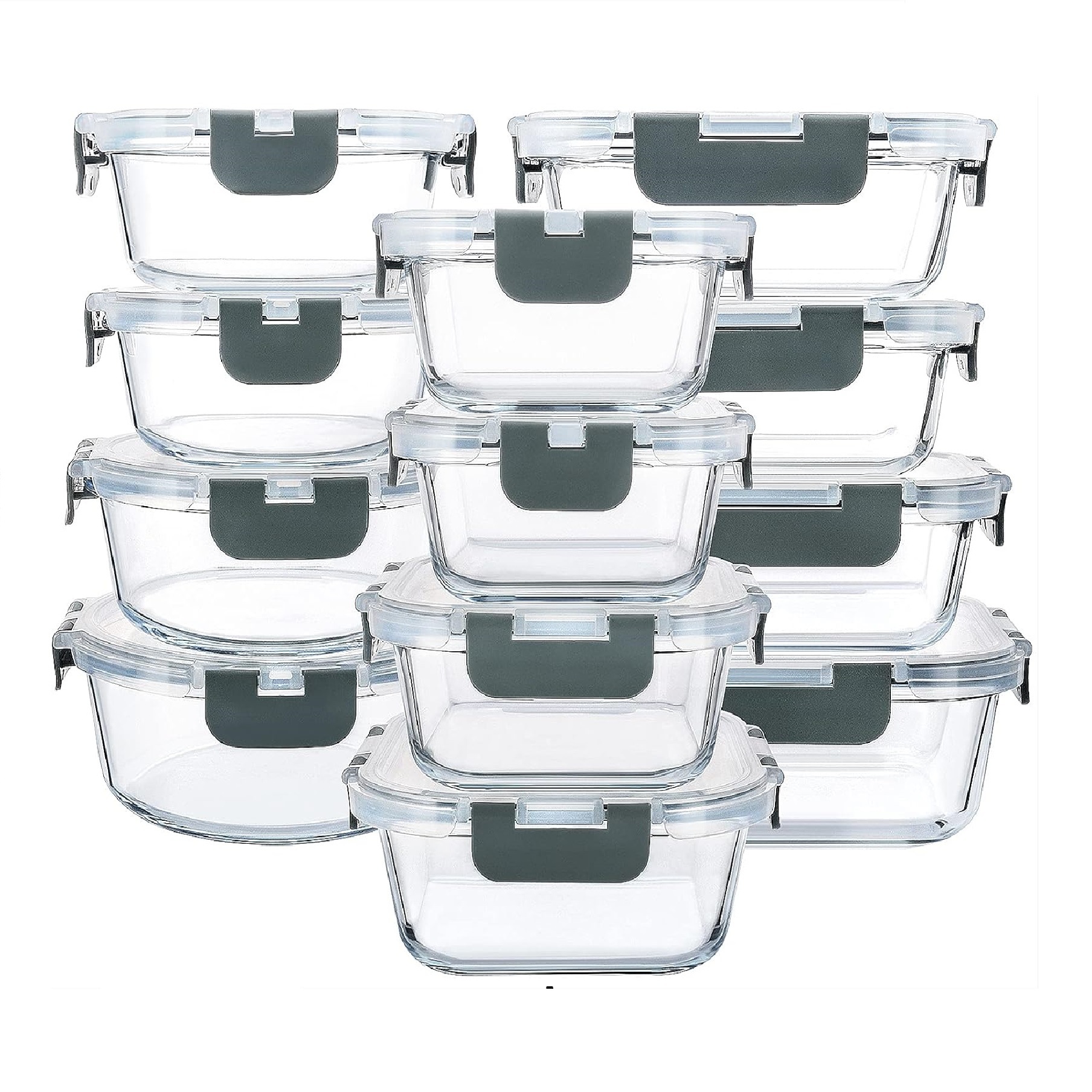 Caja de almuerzo de vidrio apta para microondas pack de 12 piezas para oficina uso doméstico compatible con Amazon