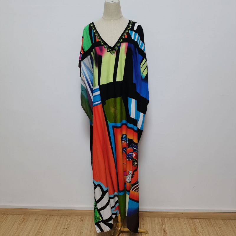 2022 nueva Europa y América blusa de playa impreso traje vacaciones vestido bikini camisa protección solar 5D196