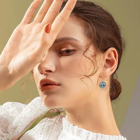 925 aretes redondos de plata esterlina árbol de la vida mujeres nicho europeo y americano diseño de alta calidad temperamento malaquita pendientes de aretes