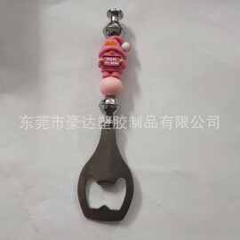 出口长杆串串珠开瓶器卡通公仔PVC滴胶硅胶红酒瓶塞开罐器定制