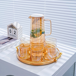 Light Luxury Set for Home Living Room Cool White Tea Cup Water Cup High Temperature Resistant Glass Cup Tie Water Kettle Cold Water Kettle