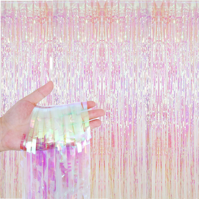 Colorful Rain Curtain Transparent Rainbow Film Rain Curtain Christmas Birthday Party Background Wall Decoration Arrangement Tassels Colorful Rain Curtain Transparent Rainbow Film Rain Curtain Christmas Birthday Party Background Wall Decoration Arrangement Tassels