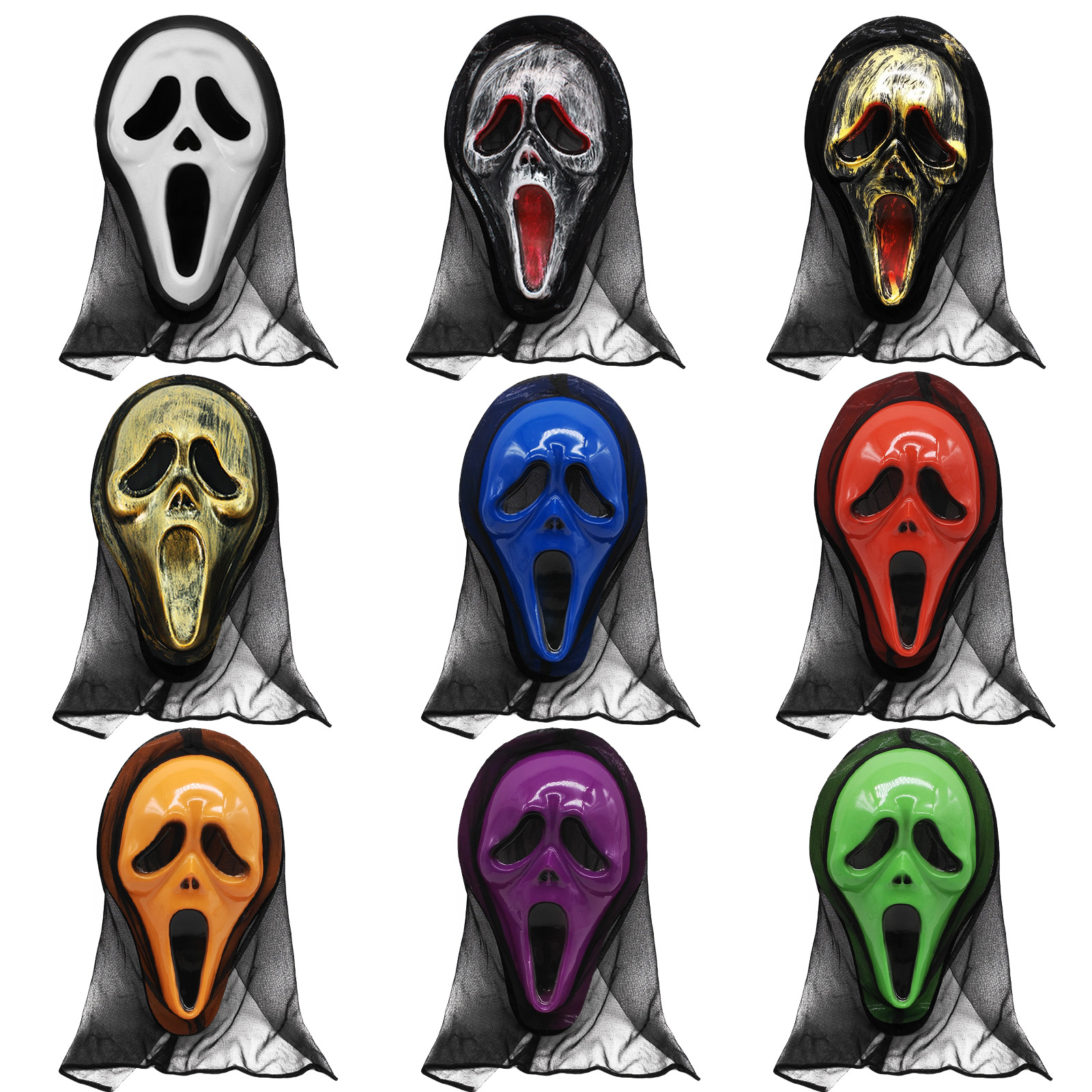 Máscaras de terror de Halloween Scream Scream 6 máscaras de la muerte COS Disfraces para niños Halloween COS Propositivos fantasmas image 5