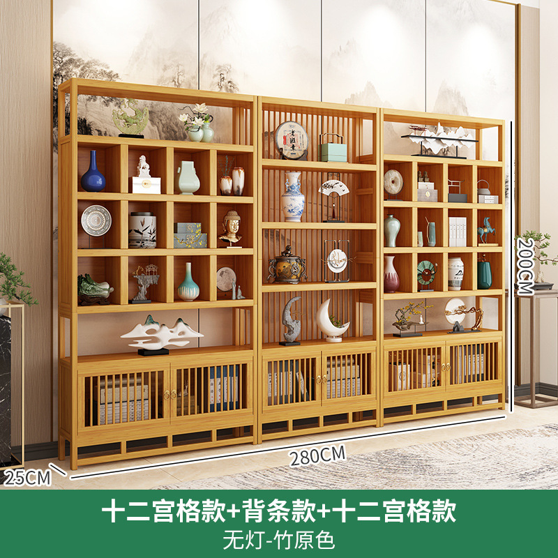 博古架 新中式实木展示架客厅装饰架茶具古董陈列收纳展示置物架|undefined