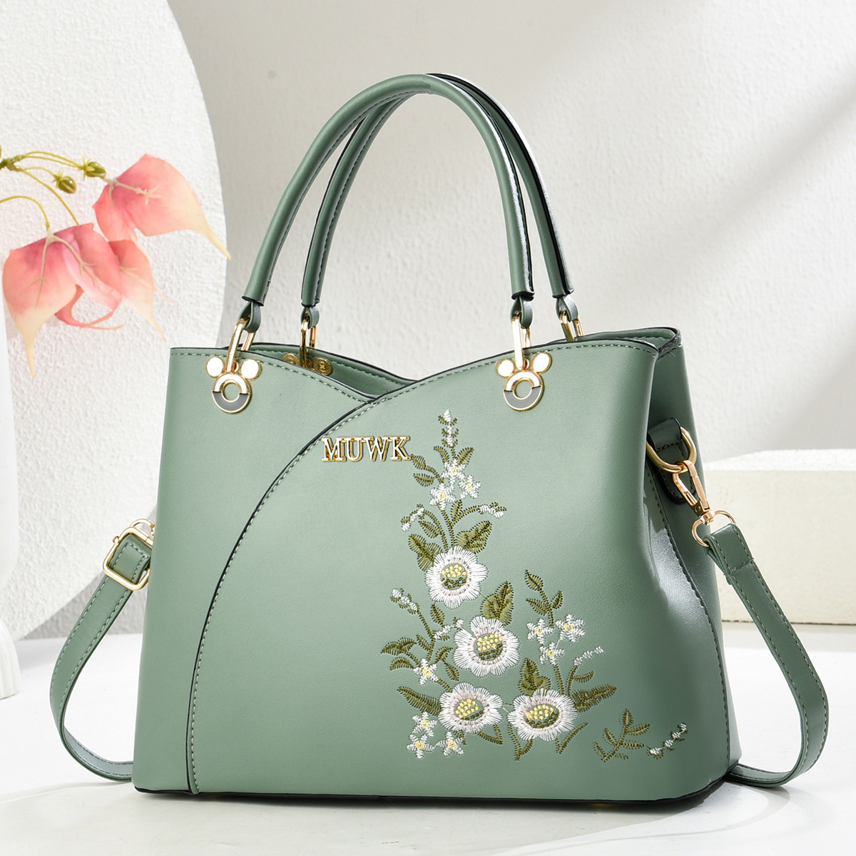Bolsos de mujer con flores bordadas de fábrica, bolsos de mujer de tendencia de moda, bolsos de mensajero de un solo hombro con sentido de alta gama, bolsos de todo fósforo, mujeres image 3