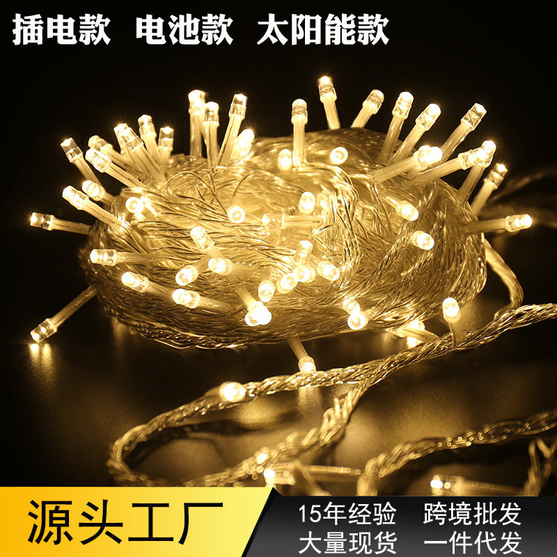 Led String Lights for Camping, New Year Decorations, Christmas Lights, Night Market Stall Atmosphere Lights, Battery-Powered Solar Garden Fairy Lights