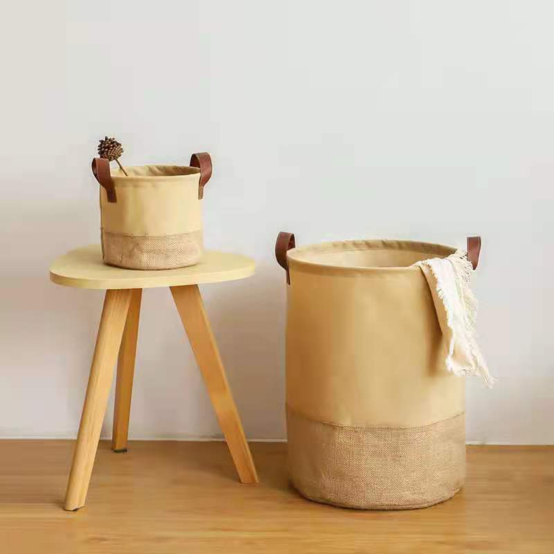 Minimalist Cotton Linen Dirty Clothes Basket Japanese Thickened Handle Foldable Storage Bin Toy Underwear Snack Storage Laundry Basket