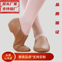 跨境舞蹈鞋弹力布真皮爵士舞鞋儿童软底练功鞋成人拉丁舞鞋教师鞋