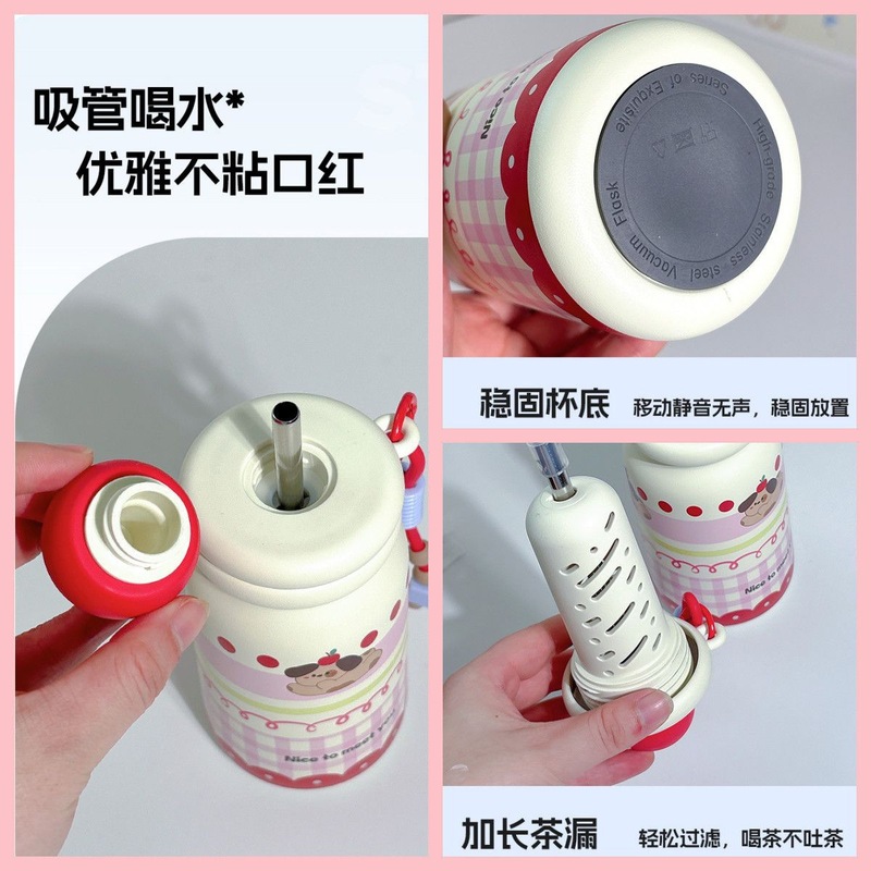 高颜值卡通儿童双饮保温杯ins新款可爱学生小巧便携吸管水杯水杯|undefined