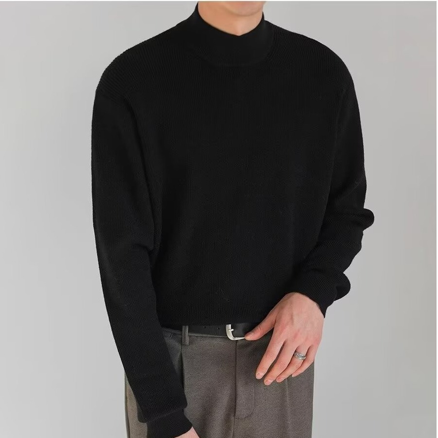 Retro fashionable knitted trend solid color sweater