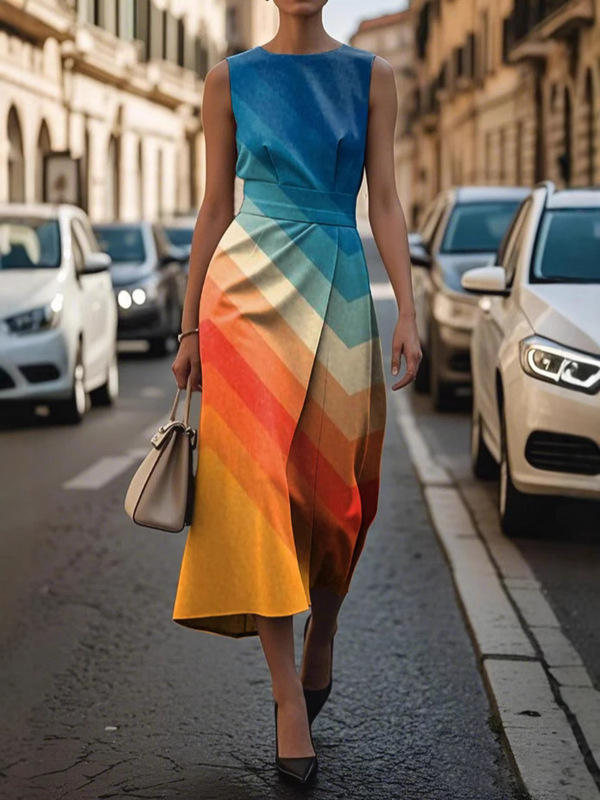 2025 European and American Independent Website Sleeveless Dress Plus Size Striped Colorful Ukiyo-E Sleeveless Long Dress 3D Print 2025 European and American Independent Website Sleeveless Dress Plus Size Striped Colorful Ukiyo-E Sleeveless Long Dress 3D Print