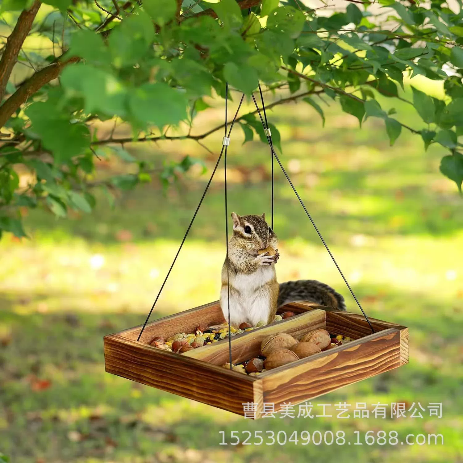 Деревянная кормушка для птиц садовая подвеска колибри белка кормление стол ореховый поднос для домашних животных