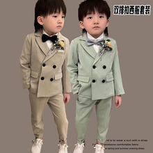 儿童西装套装男童春秋韩版西服中小童帅气三件套小主持人演讲礼服