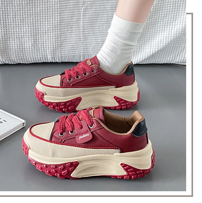 Version coréenne des chaussures de papa pour le printemps et l'automne 2024, nouvelles chaussures de tir de rue décontractées pour étudiants Instagram, chaussures hautes à semelles épaisses pour femmes_voghion.com